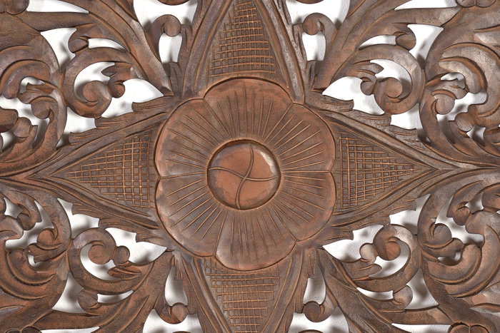 GINER Y COLOMER Cabecero en bois de manguier couleur noyer 166 cm - Tête de lit décorative en MDF sculptée main, orientation horizontale ou verticale